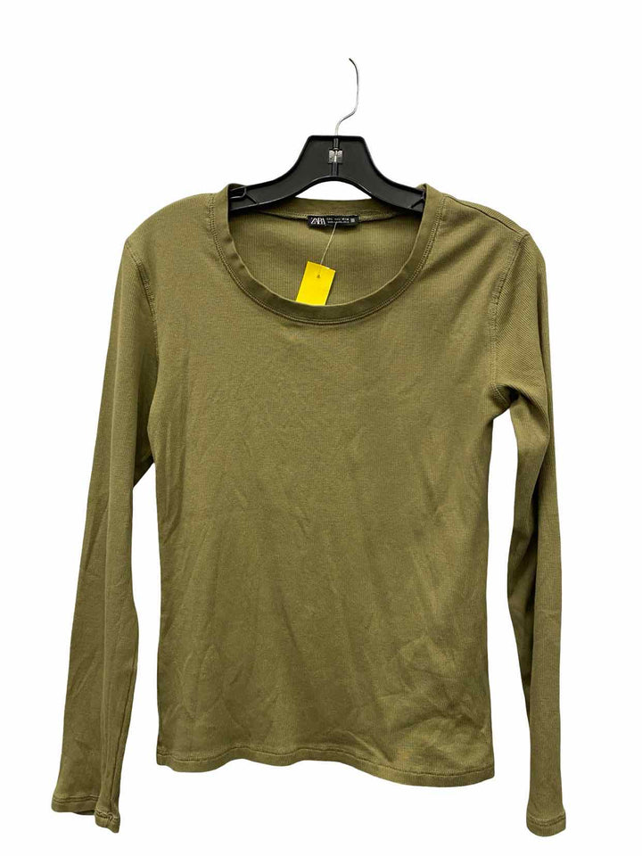 ZARA Size L Green Long Sleeve Shirts