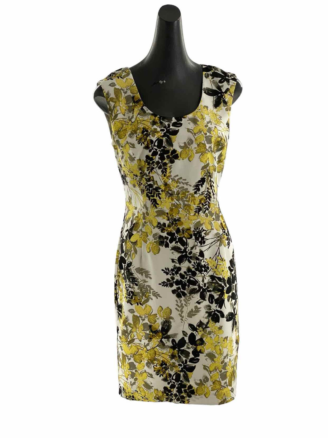 Ann Taylor Size 4 White Black & Yellow Floral Dress