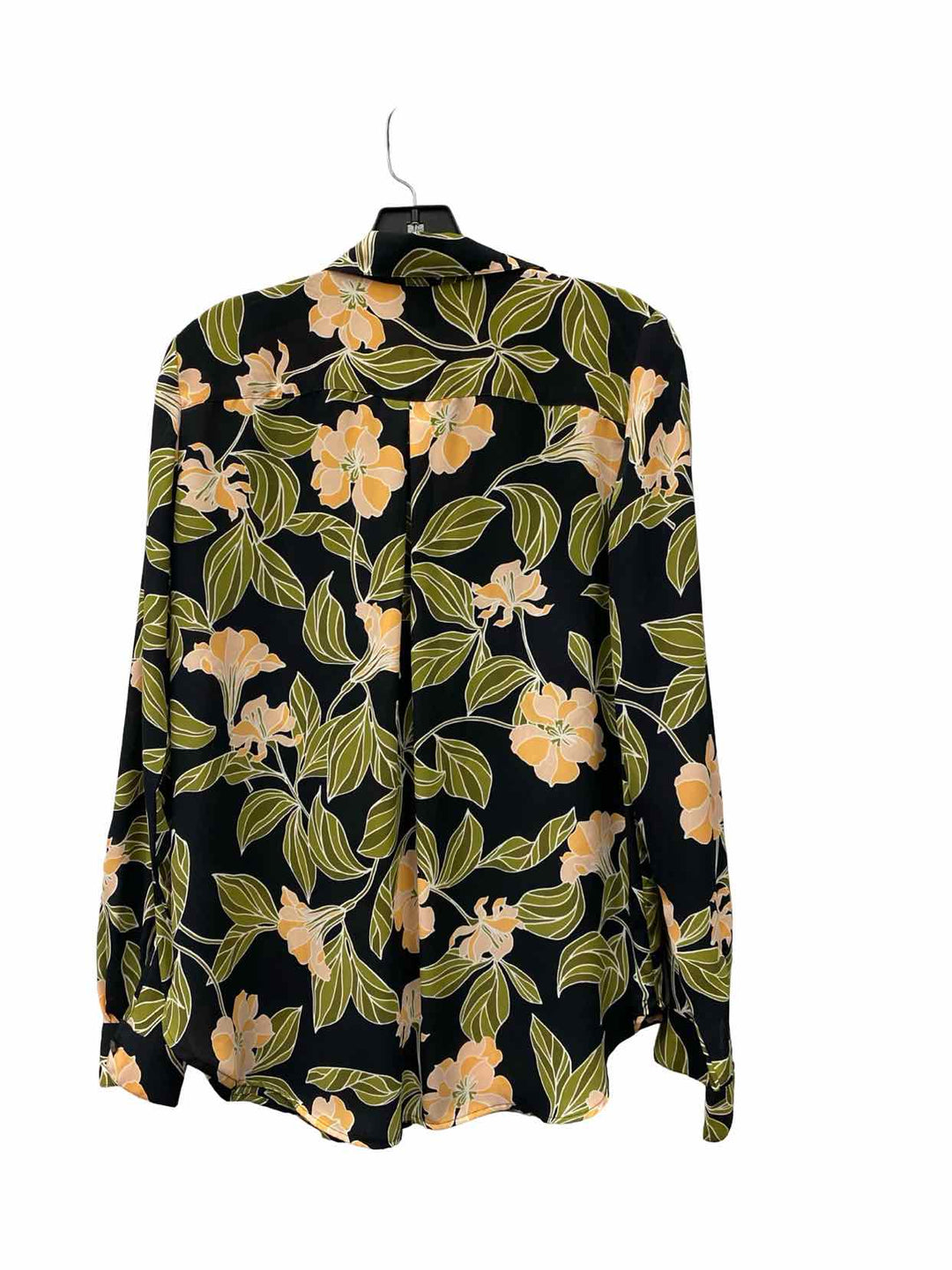 Ann Taylor Size M Green Black Print Long Sleeve Shirts