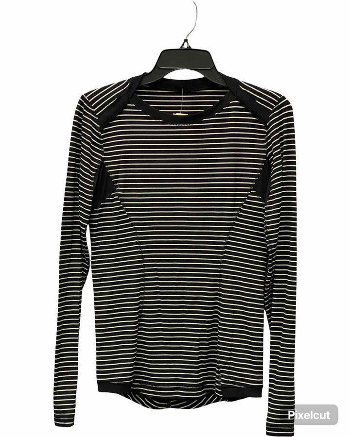 Lululemon Size 8 Black White Stripes Long Sleeve Shirts