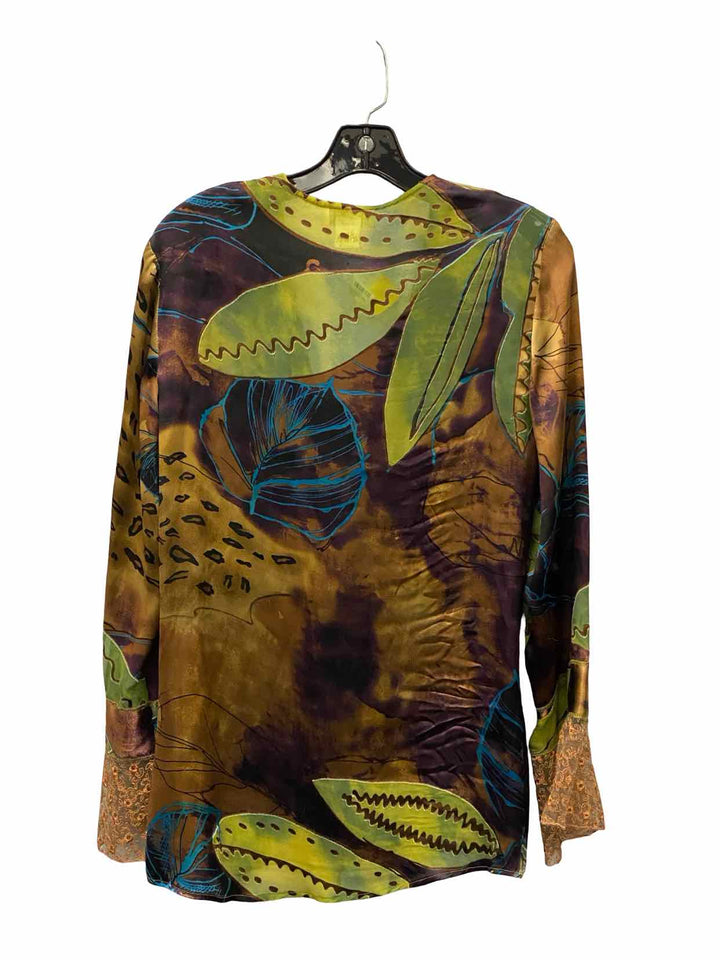 Annie A. Size S Multi-Color Print 100% silk Jacket