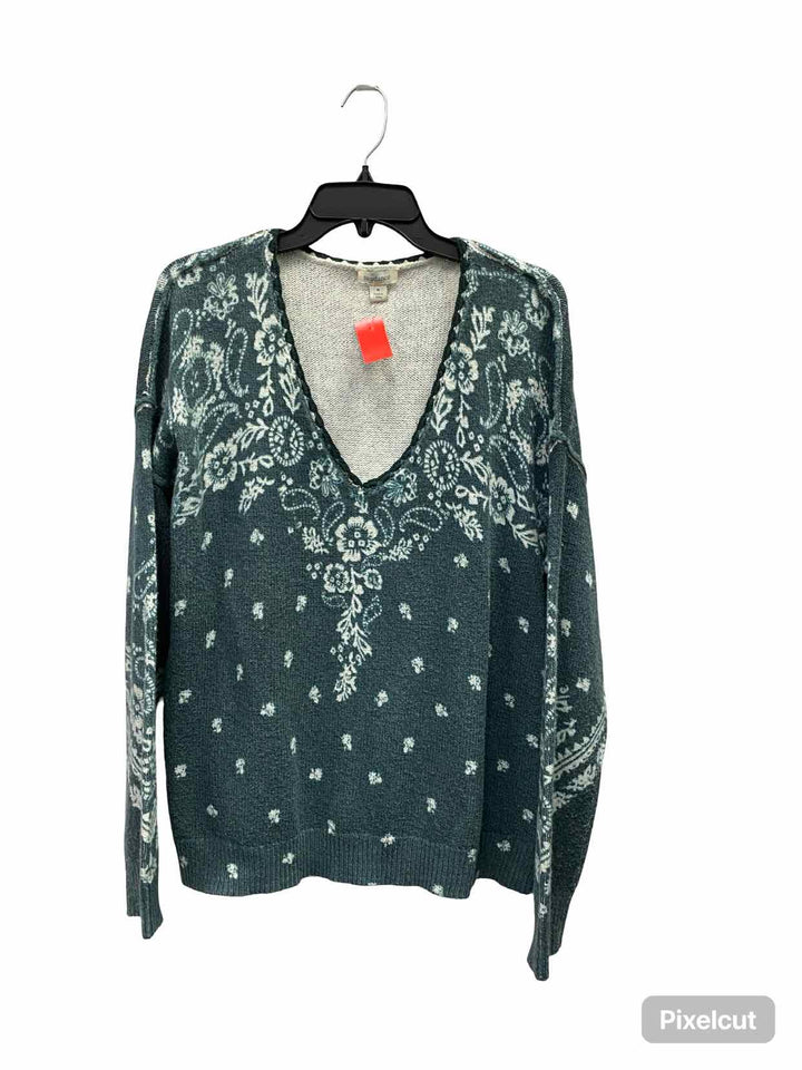 Sundance Size M Green Print Sweater