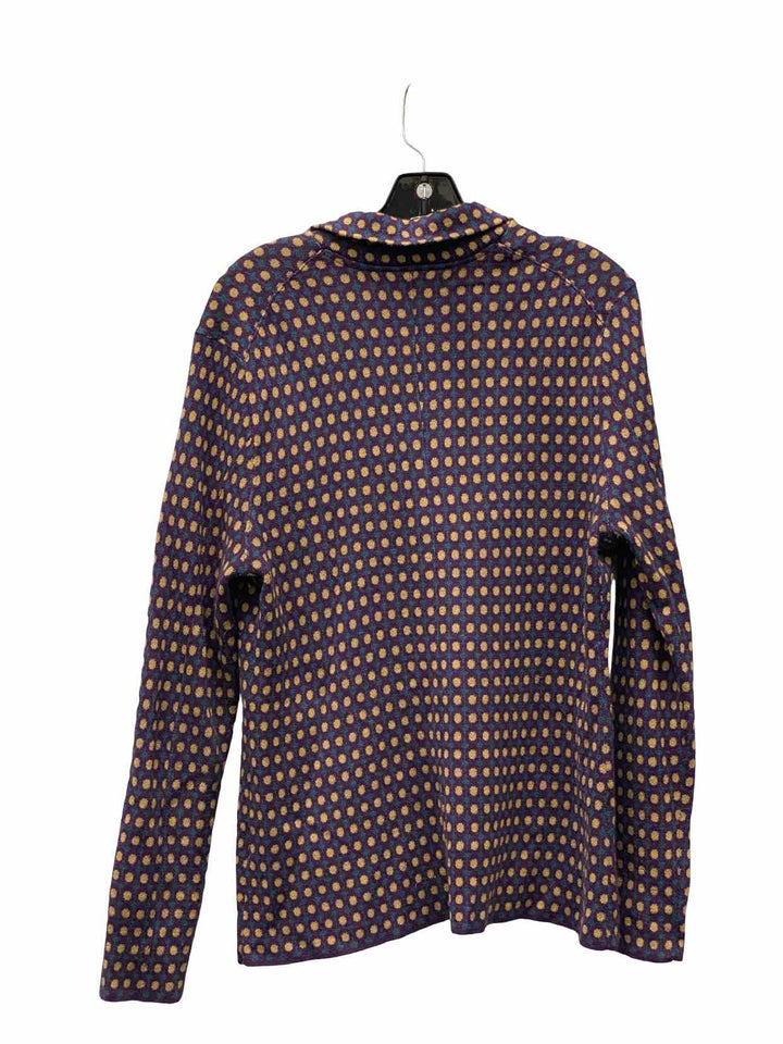 Travel Smith Size L Purple Beige Dots 50% Marino Wool Long Sleeve Shirts