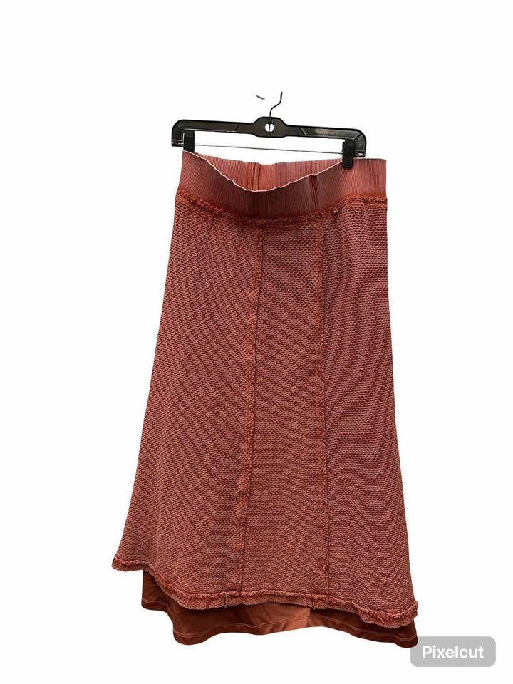 Free People Size M Orange Print 100% cotton denim Skirt