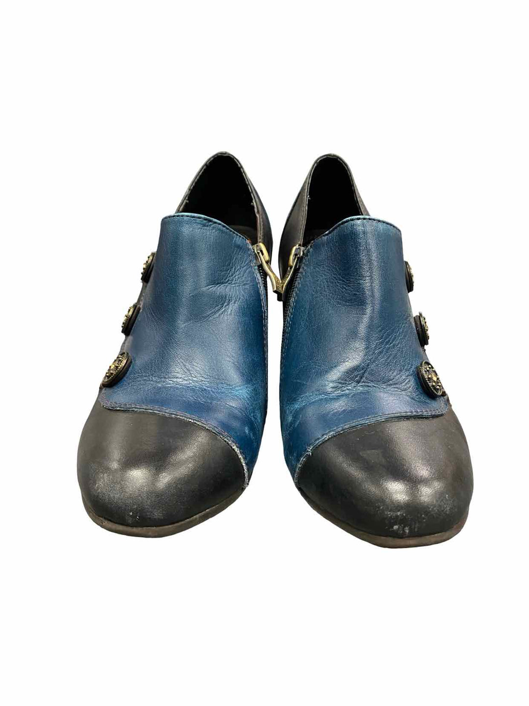 L'Artiste Shoe Size 40 Blue Black Leather Greentea Boots(Ankle)