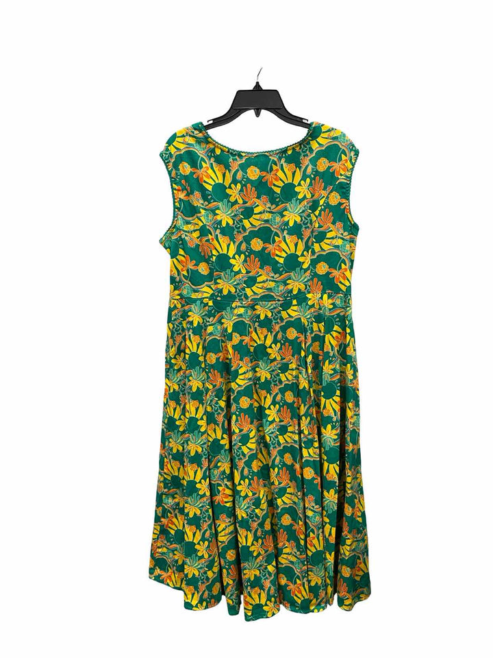 Bright & Beautiful Size 12 Green Yellow Floral Dress