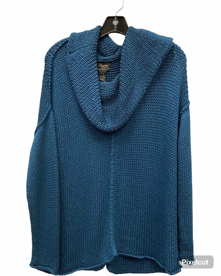 Pure Size M/L Blue Hand Knit 100% Cotton Sweater