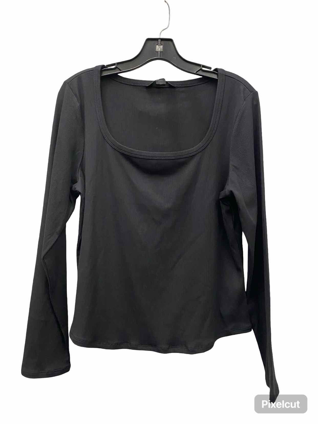 Athleta Size L Black Ribbed Athletic Long Sleeve