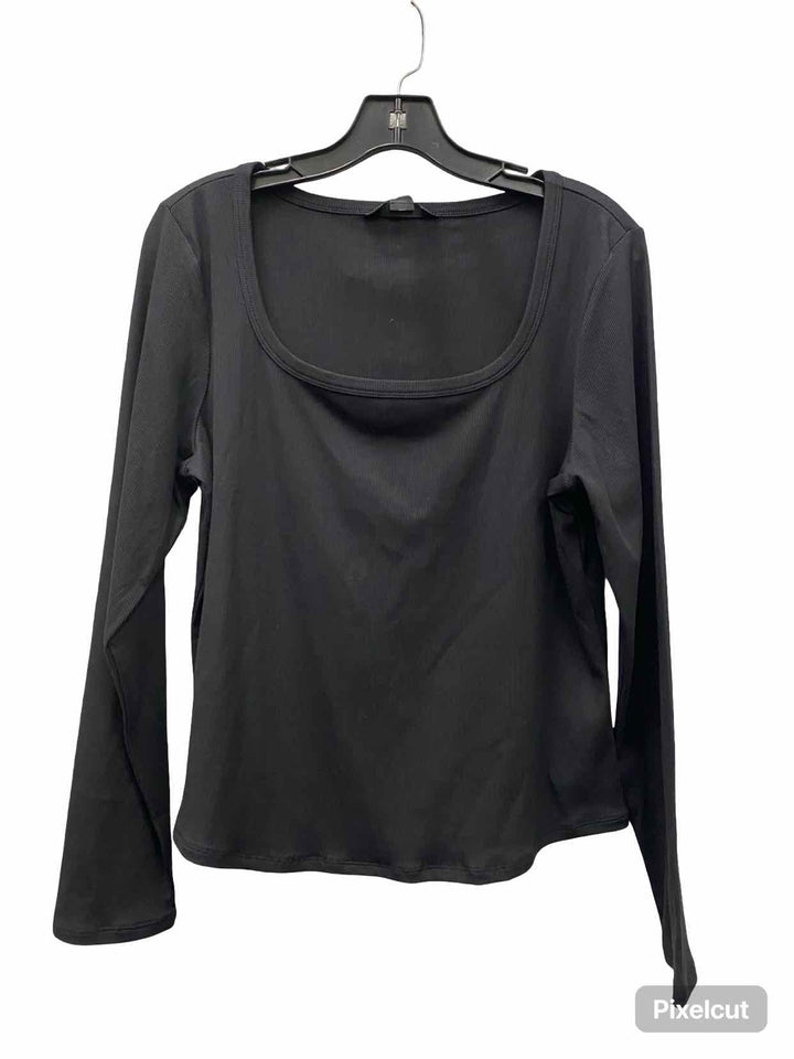 Athleta Size L Black Ribbed Athletic Long Sleeve
