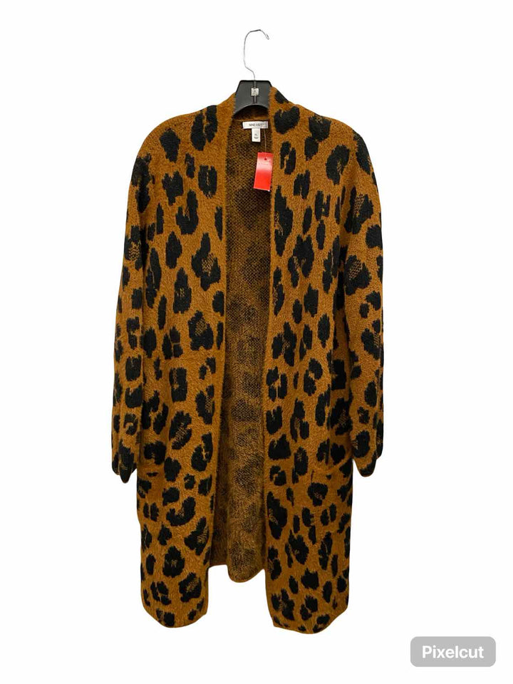 Nine West Size XL Brown Black Cheetah Sweater