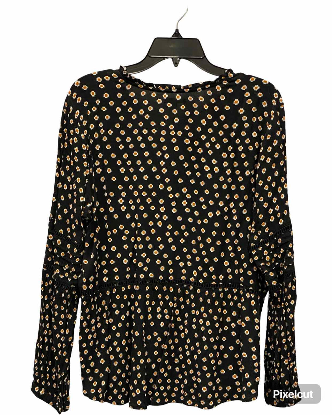 Society Amuse Size L Black Floral Long Sleeve Shirts