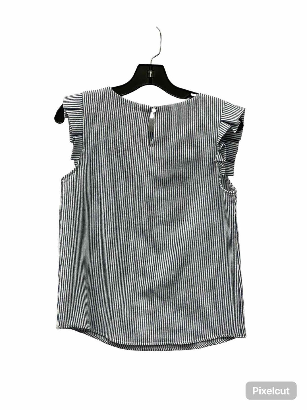 Monteau Size S Blue White Striped Short Sleeve Shirts