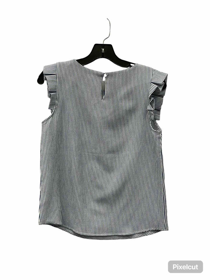 Monteau Size S Blue White Striped Short Sleeve Shirts