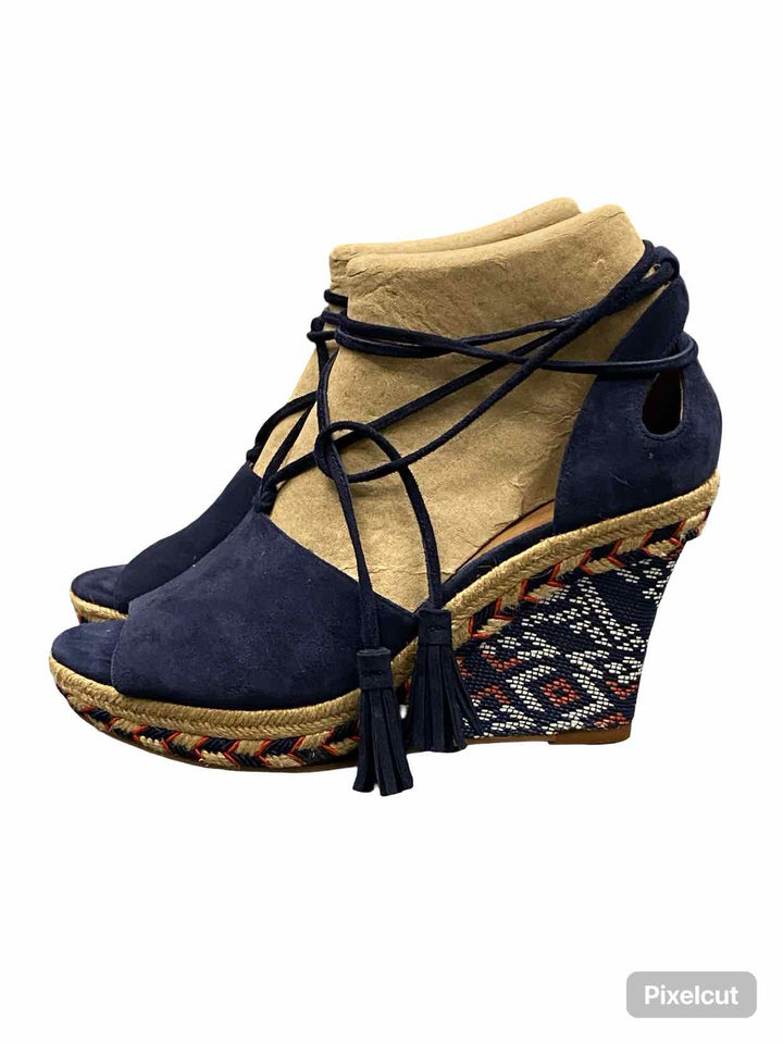Cabi Shoe Size 7 Navy Suede Wedge Isla Sandals