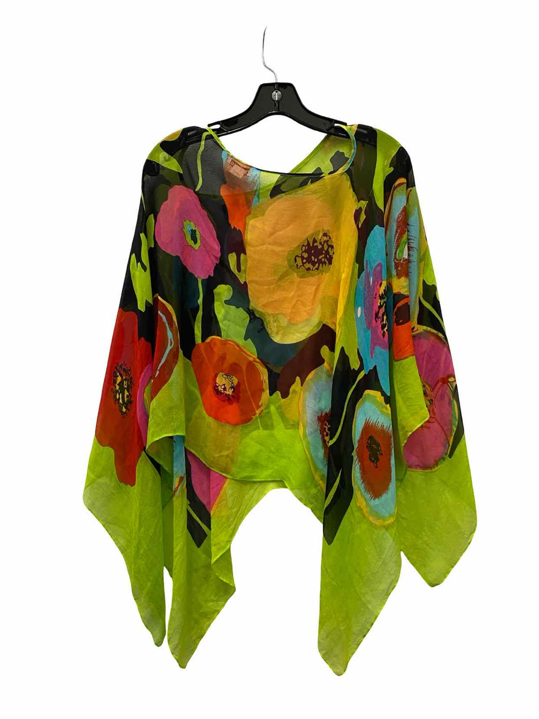 Chico's Size One Size Green Multi 100% silk Long Sleeve Shirts