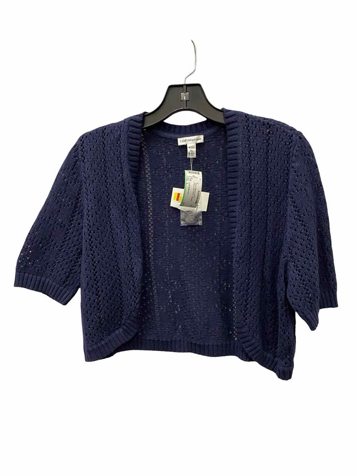 Croft & Barrow Size L Navy Knit Cardigan Short Sleeve Shirts