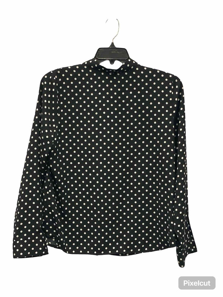 Halogen Size L Black White Polka Dot Long Sleeve Shirts