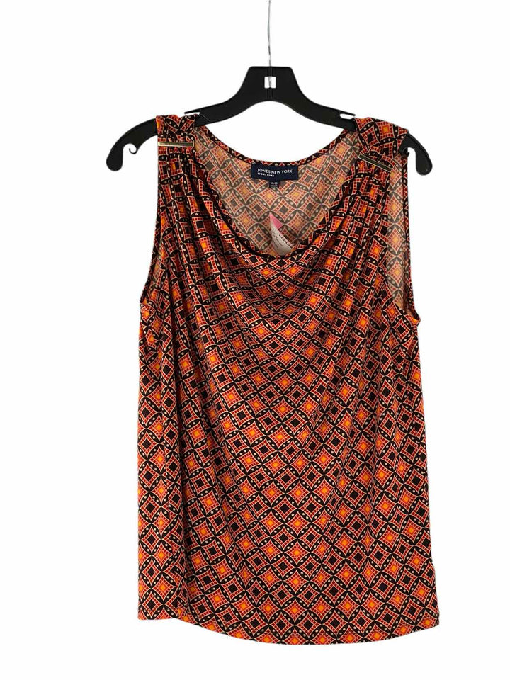 Jones New York Size XL Orange Black Print Tank Top