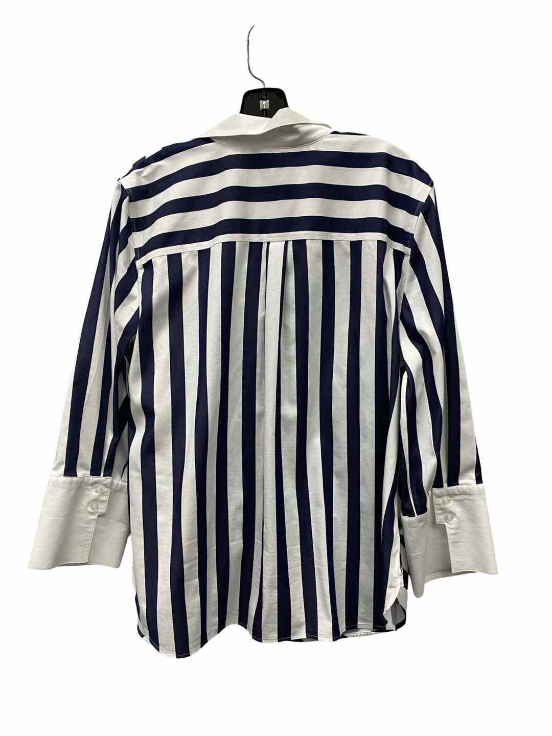 Chico's Size 14 White navy Striped Long Sleeve Shirts