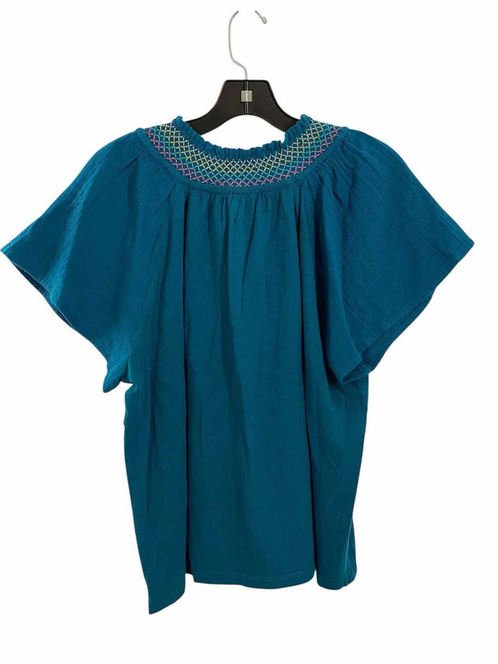 Loft Size L Blue Short Sleeve Shirts