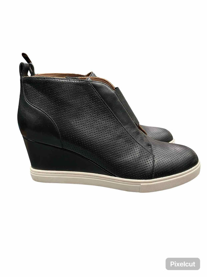 Linea Paolo Shoe Size 9 Black Leather Felicia Wedge Sneaker Boots(Ankle)