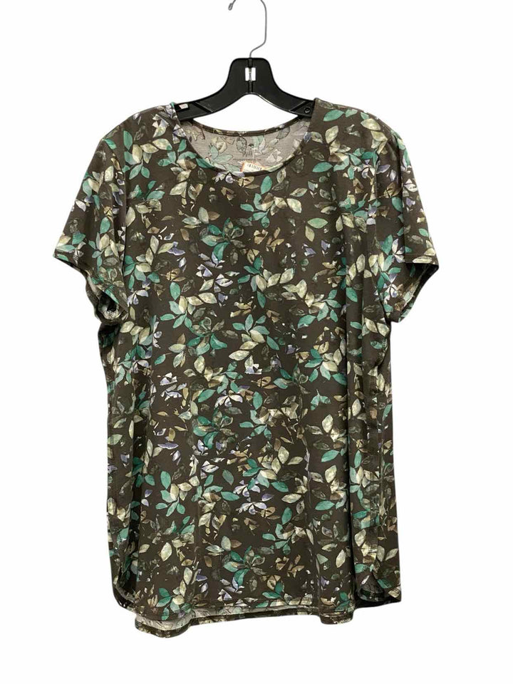 J Jill Size L Green Short Sleeve Shirts