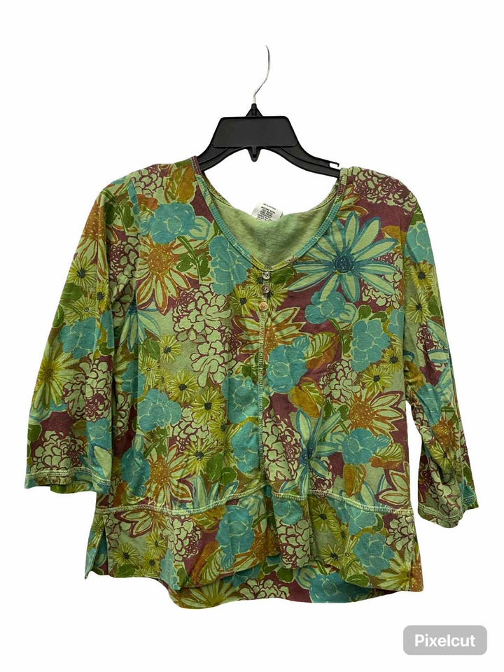 CMC Size M Green Multi Floral Short Sleeve Shirts