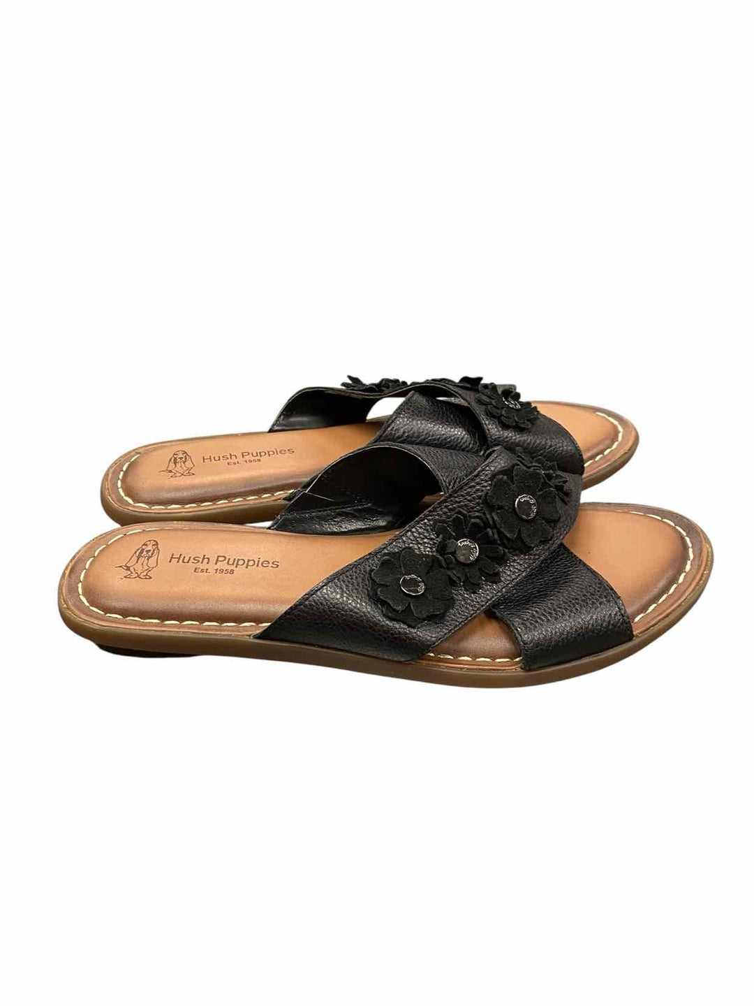 Hush Puppies Shoe Size 10 Black Leather Sandals