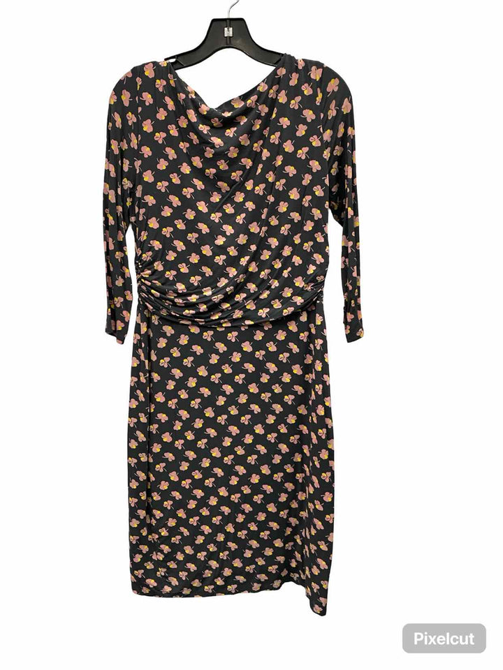 boden Size 10 Grey Pink Print Dress