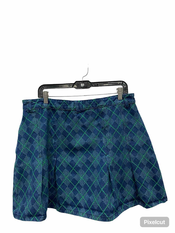Cider Size 1X Blue Green Plaid Denim Skirt