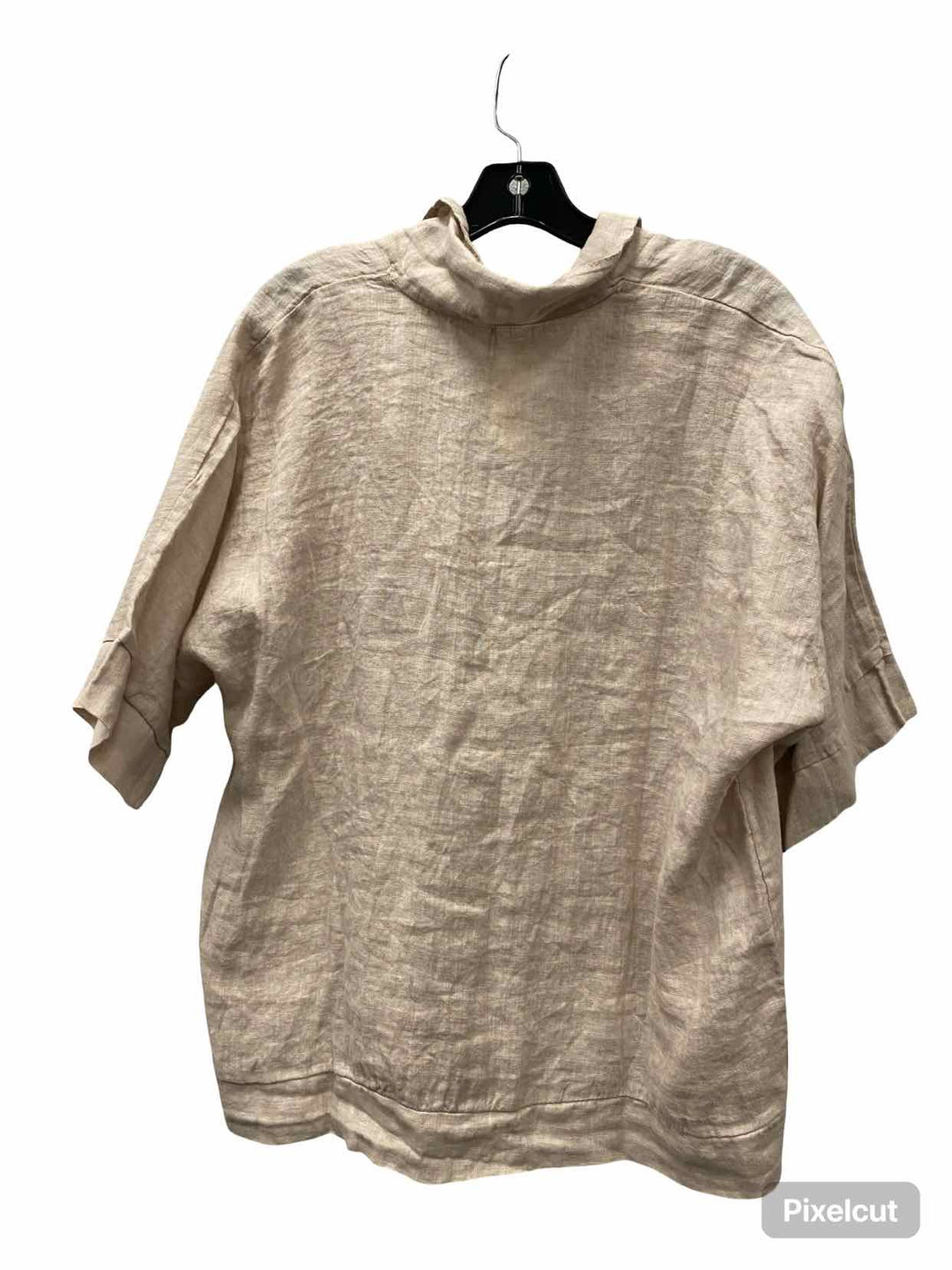 Neuflora Size S Beige 100% Linen Short Sleeve Shirts