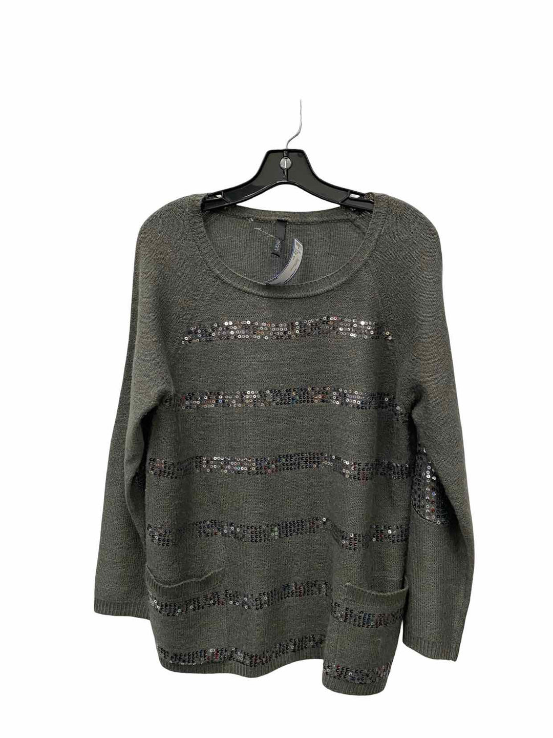 Elan Size L Gray sequined Sweater
