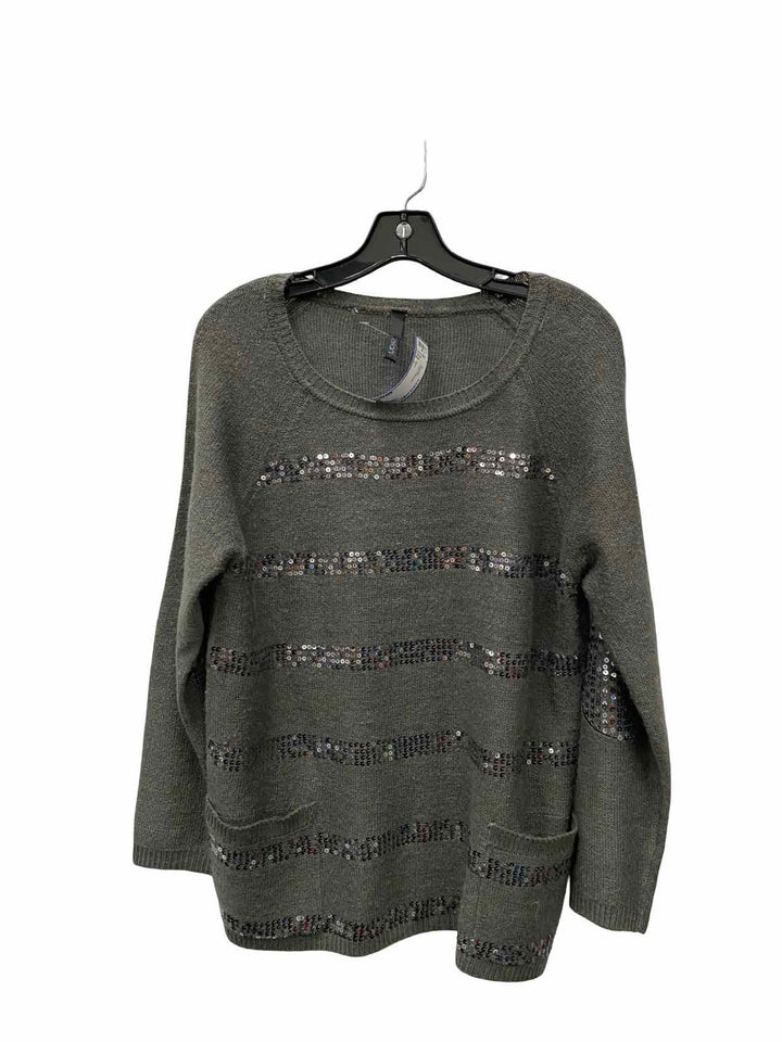 Elan Size L Gray sequined Sweater