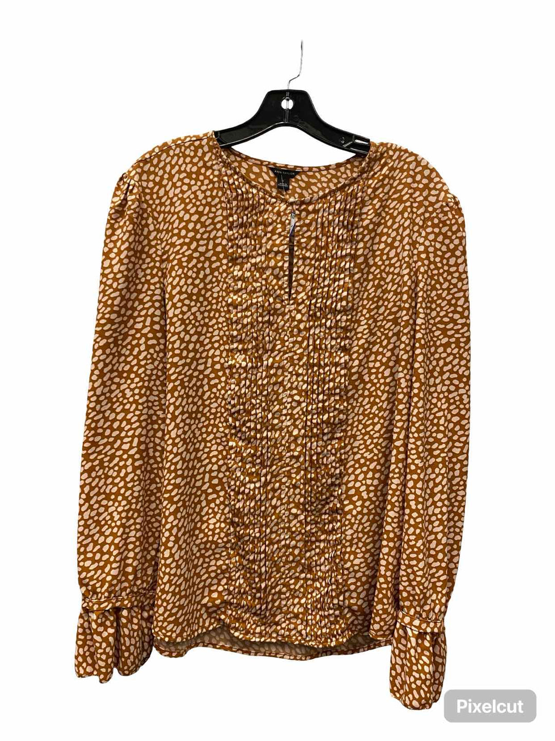 Ann Taylor Size L Brown Print Long Sleeve Shirts
