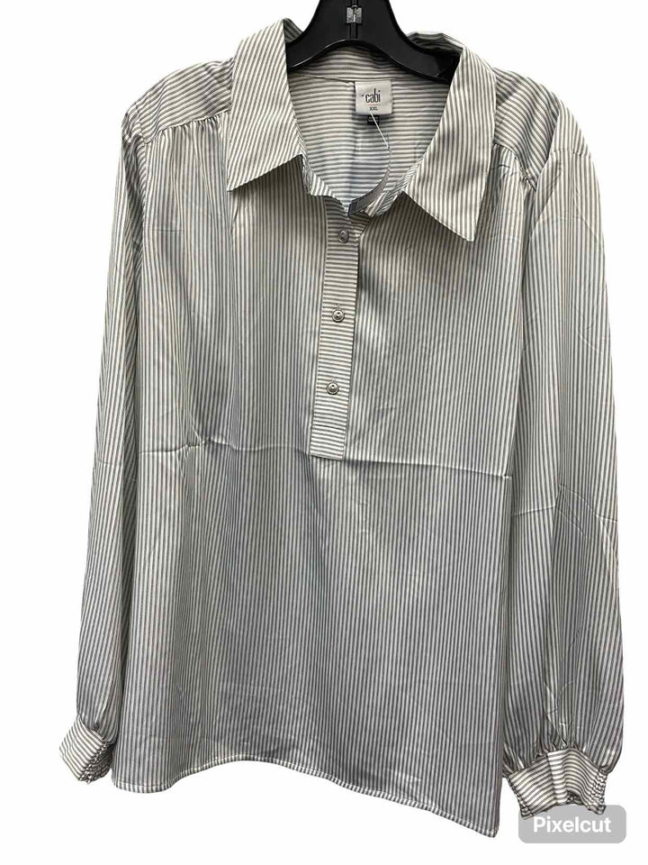Cabi Size XXL White Black Striped Long Sleeve Shirts