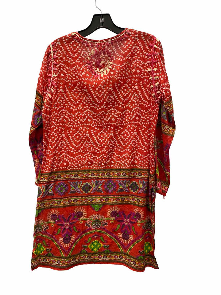 Raj Size M Red Multi 100% cotton Dress