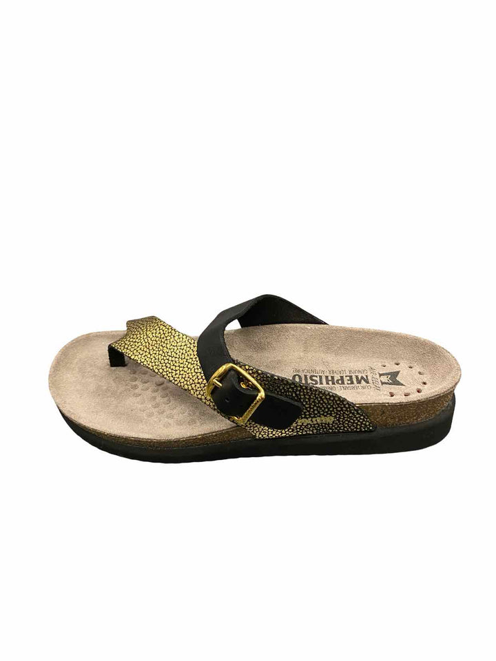 Mephisto Shoe Size 40 Black Gold Leather NWOT Helen Mix Sandals