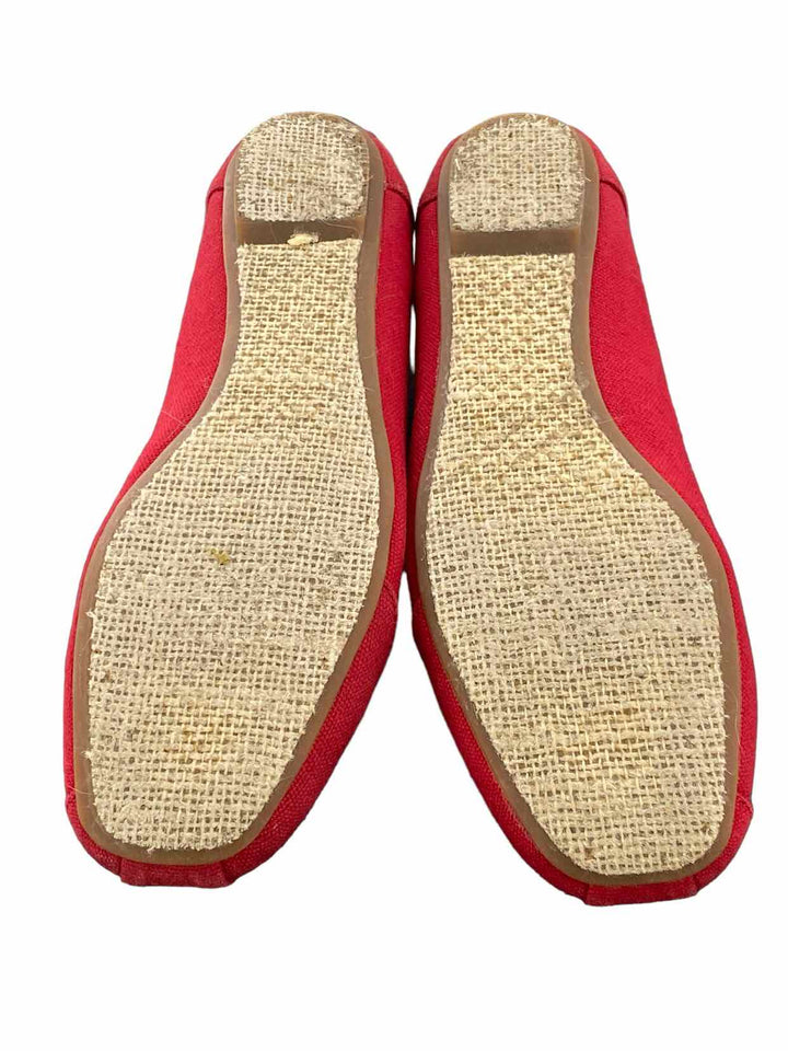 Toms Shoe Size 6.5 Red Canvas Flats