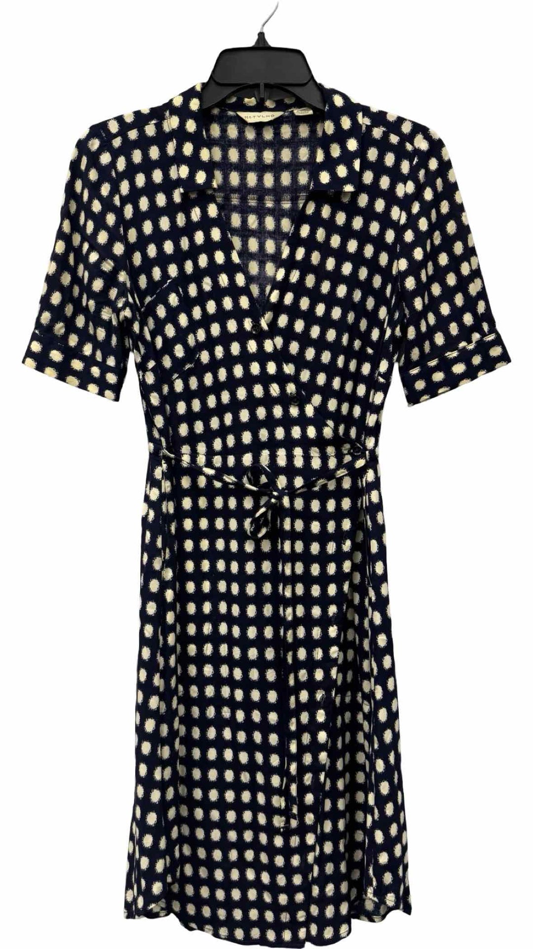 11.1 Tylho Size XS Navy Blue Cream Polka Dot Dress
