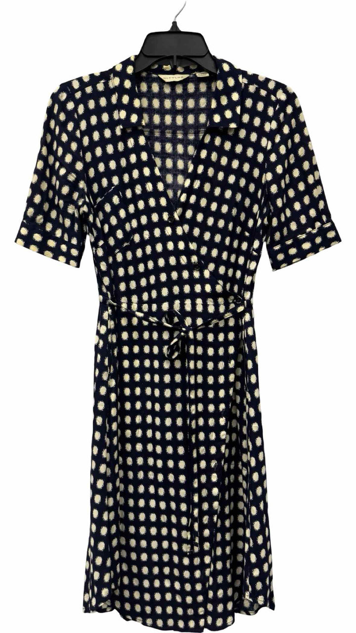 11.1 Tylho Size XS Navy Blue Cream Polka Dot Dress