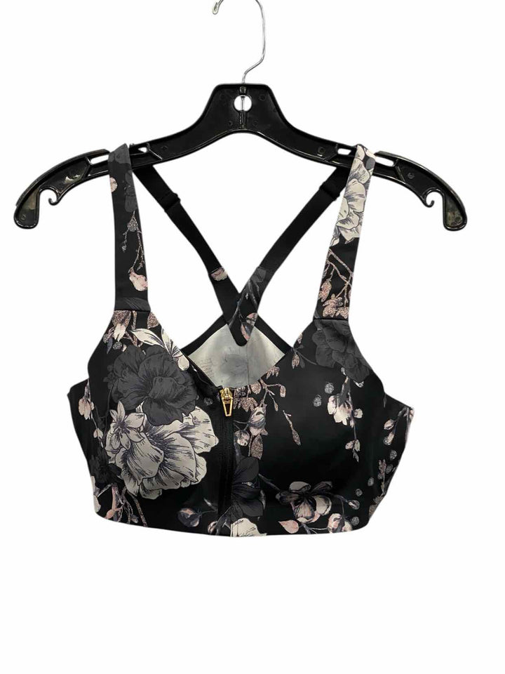 Victoria Secret Size 34C Black Pink Floral Athletic Bra