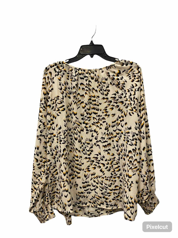 Cabi Size XL Beige Brown Cheetah Long Sleeve Shirts
