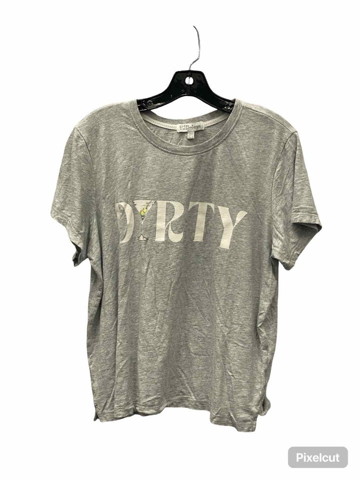 PJ Salvage Size L Gray Print Short Sleeve Shirts