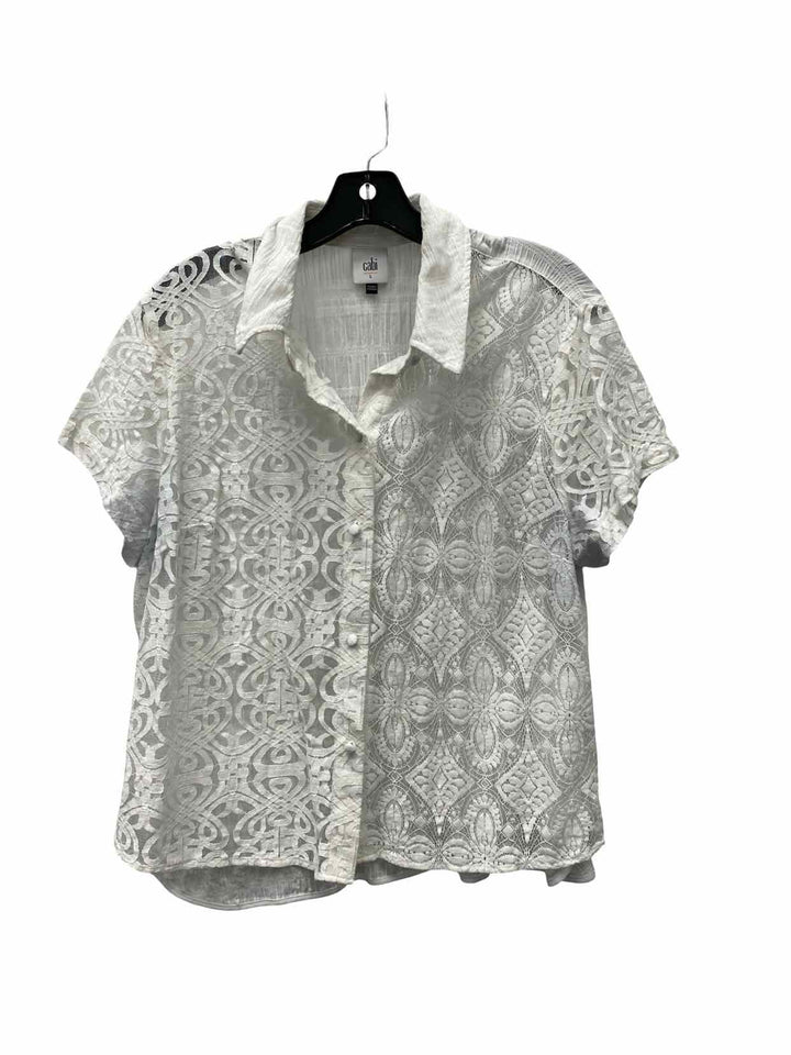 Cabi Size L White Short Sleeve Shirts