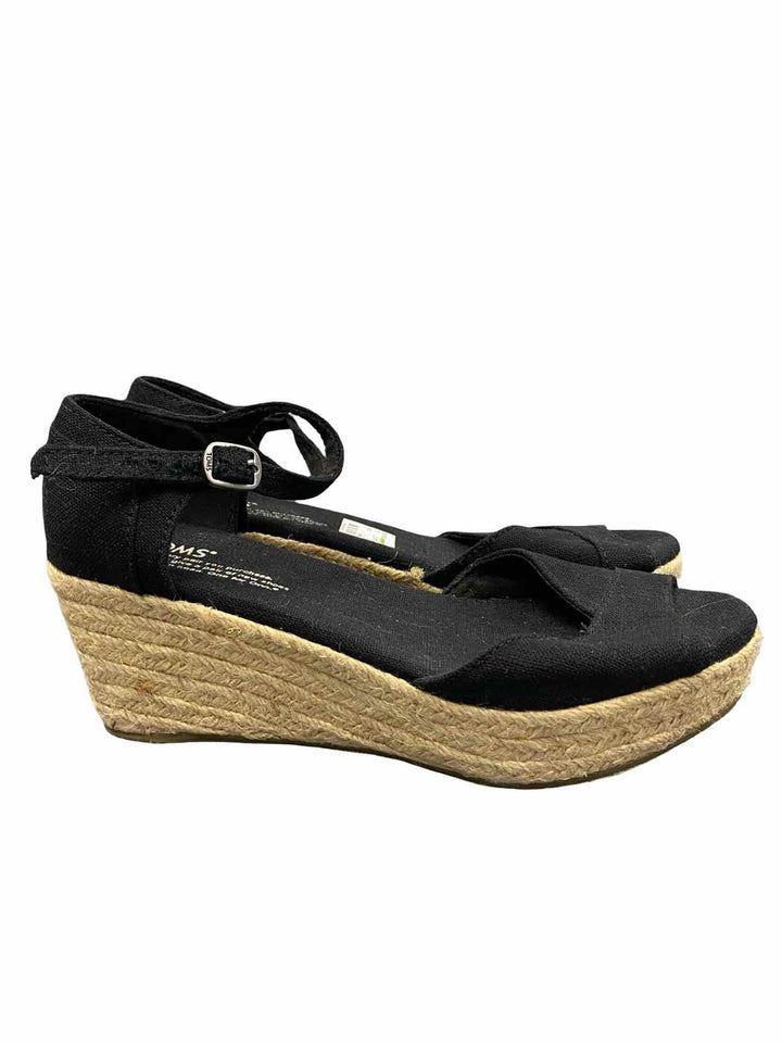 Toms Shoe Size 6.5 Black Espadrilles Wedge Sandals