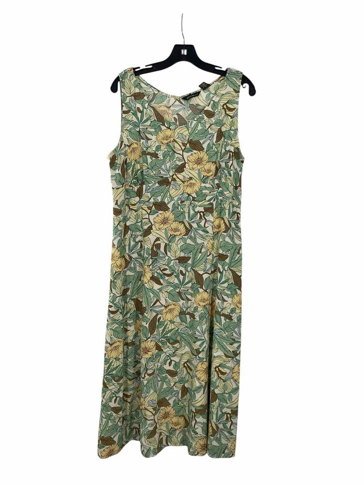 Eddie Bauer Size 14 Green Floral Dress