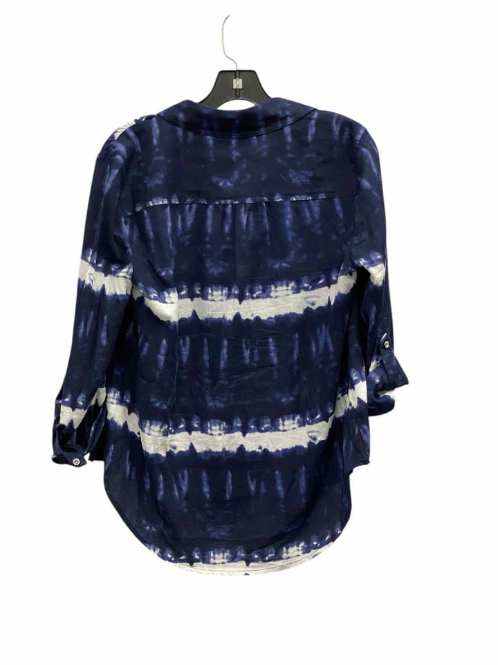 INC Size M Blue White 100% cotton Long Sleeve Shirts