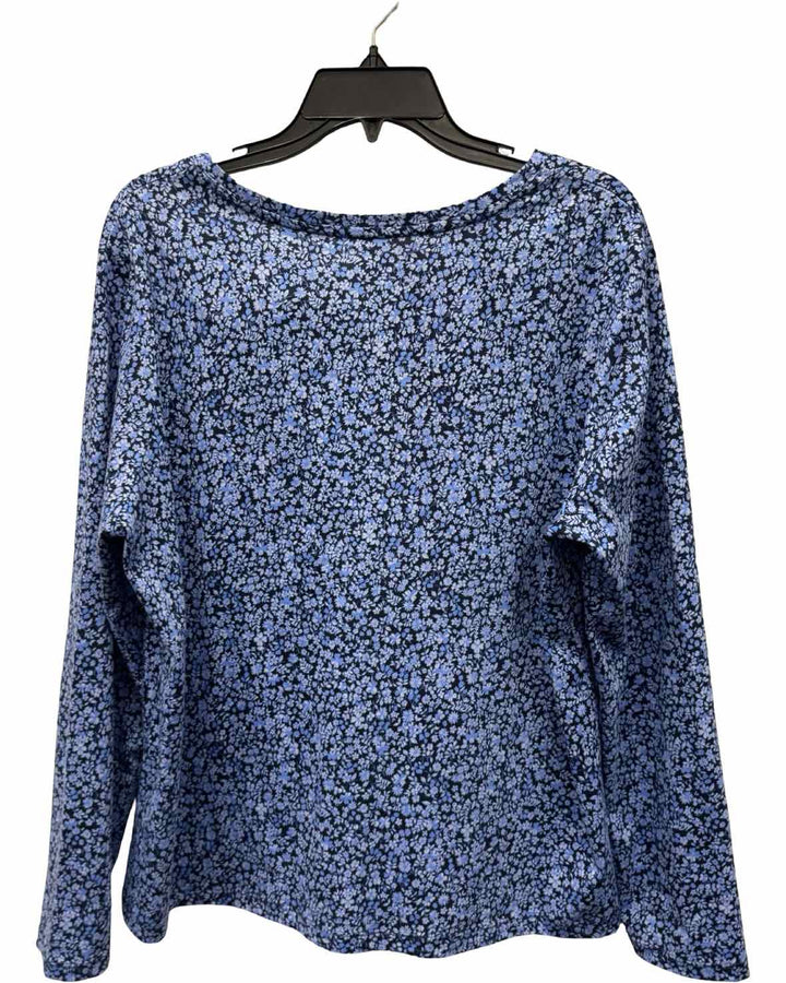 Lands End Size XL Blue Multi Flowers 100% cotton Long Sleeve Shirts