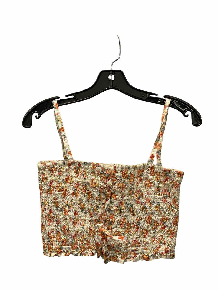 American Eagle Size L Cream Peach Floral Tank Top