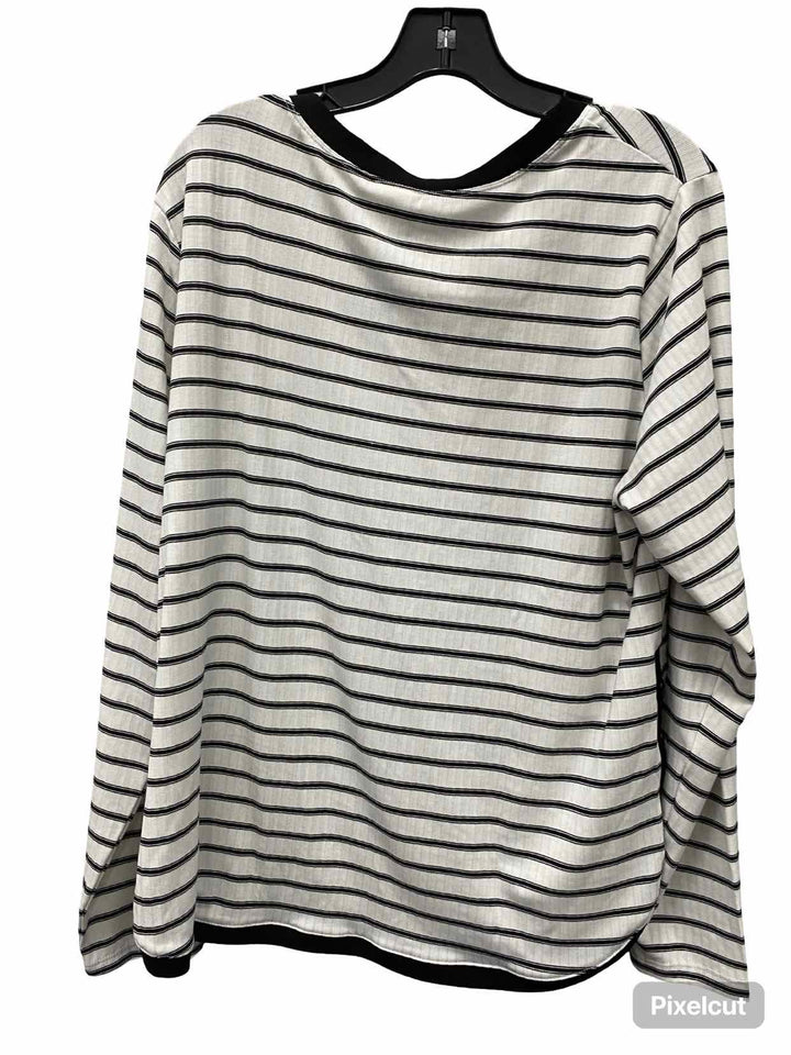 Cabi Size XL Black White Stripe Long Sleeve Shirts